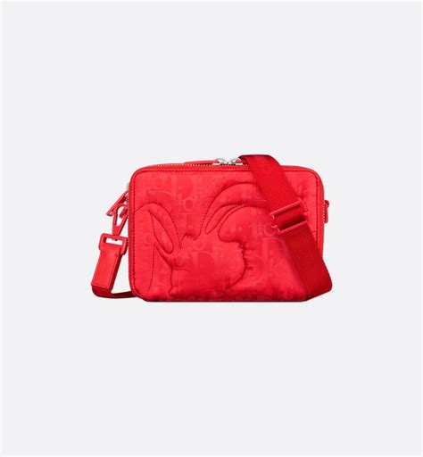 dior by erl pouch with strap|DIOR BY ERL Pouch with Strap Red Dior Oblique Mirage Quilted .